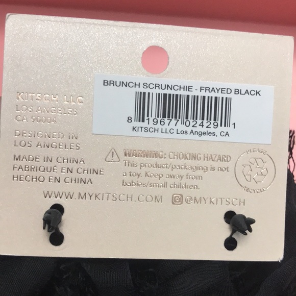 Kitsch brunch scrunchie frayed black NEW BNIP - Picture 5 of 8